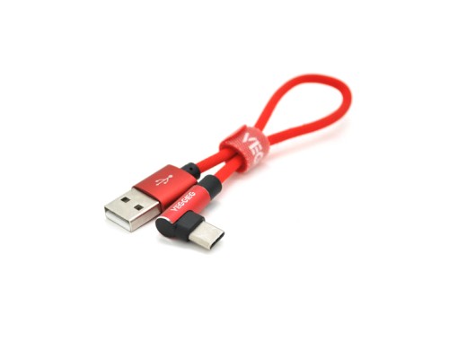 Дата кабель USB 2.0 AM to USB-C 0.2m 2.4A red VEGGIEG (YT-UT-20R)