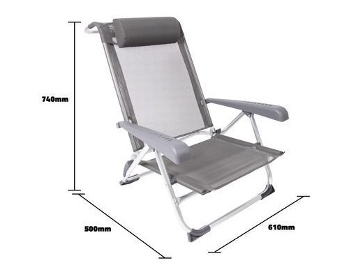 Крісло складане Bo-Camp Saint-Tropez Grey (1204796) (DAS303395)