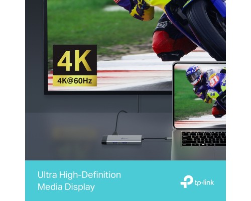 Концентратор TP-Link USB 3.0 6-in-1 2xUSB 3.0 + 1xUSB-C + 1xHDMI + 1xRJ45 + PD 100W (UH6120C)