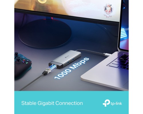 Концентратор TP-Link USB 3.0 6-in-1 2xUSB 3.0 + 1xUSB-C + 1xHDMI + 1xRJ45 + PD 100W (UH6120C)