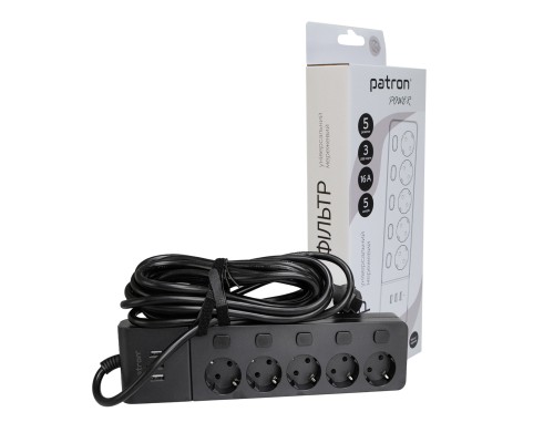Мережевий фільтр живлення Patron SP-1655-USB