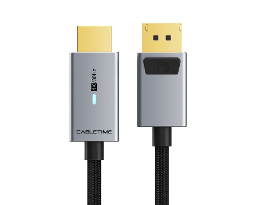 Кабель мультимедійний DisplayPort M to HDMI M 1.8m 4K30Hz Cabletime (CA915323)