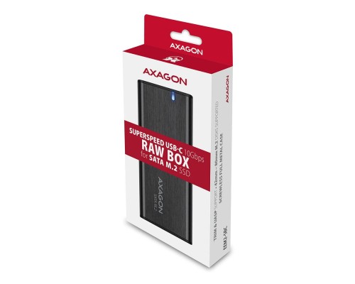 Кишеня зовнішня AXAGON USB-C 3.2 Gen 2 metal box for M.2 SATA SSD RAW (EEM2-SBC)