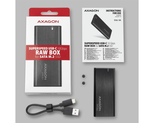 Кишеня зовнішня AXAGON USB-C 3.2 Gen 2 metal box for M.2 SATA SSD RAW (EEM2-SBC)