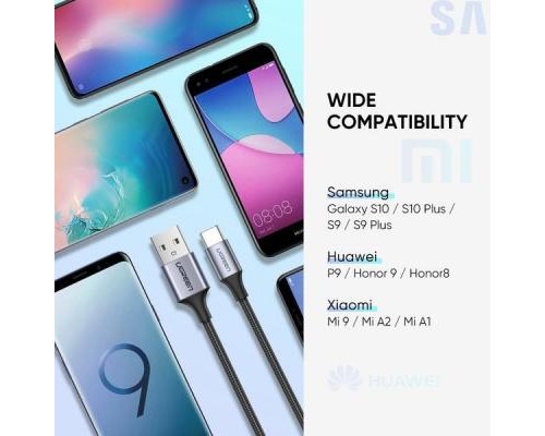 Дата кабель USB 2.0 AM to Type-C 1.0m US288 Aluminum Braid Black Ugreen (60126)