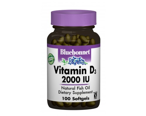 Вітамін Bluebonnet Nutrition Вітамін D3 2000IU, 100 желатинових капсул (BLB0317)