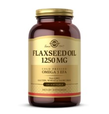 Трави Solgar Лляне Масло, Flaxseed Oil, 1250 мг, 100 гелевих капсул (SOL01070)
