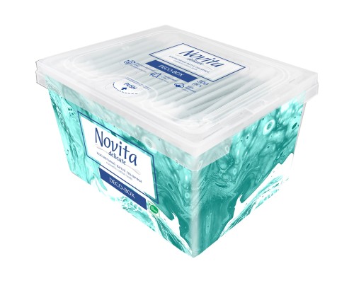 Ватні палички Novita Delicate Deco-box у квадратній коробці 300 шт. (4823071643909)
