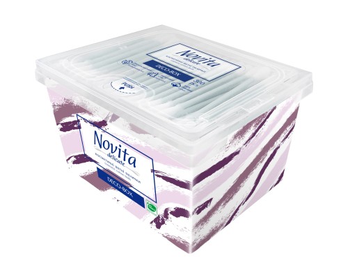 Ватні палички Novita Delicate Deco-box у квадратній коробці 300 шт. (4823071643909)