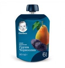 Дитяче пюре Gerber Груша і чорнослив 90 г (7613036346375)