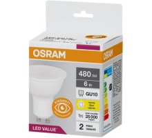 Лампочка Osram LED VALUE, PAR16, 6W, 3000K GU10 (4058075689626)