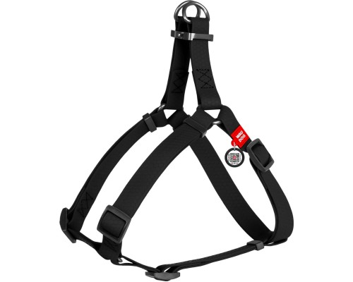 Шлея для собак WAUDOG Waterproof з QR-паспортом М Ш 20 мм Д 50-80 см чорна (27651)