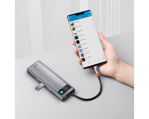Концентратор Baseus USB3.1 Type-C to USB C(PD)100W/HDMI 4K 30Hz/VGA/USB3.2/RJ45/SD+TF,9in1 Grey (CAHUB-CU0G)