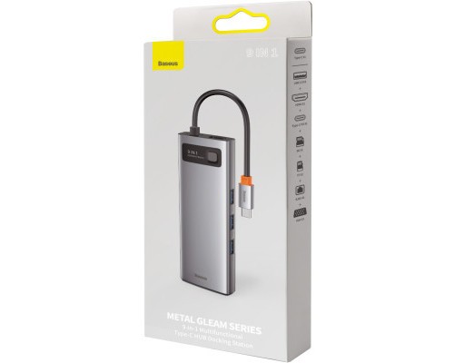 Концентратор Baseus USB3.1 Type-C to USB C(PD)100W/HDMI 4K 30Hz/VGA/USB3.2/RJ45/SD+TF,9in1 Grey (CAHUB-CU0G)