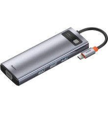Концентратор Baseus USB3.1 Type-C to USB C(PD)100W/HDMI 4K 30Hz/VGA/USB3.2/RJ45/SD+TF,9in1 Grey (CAHUB-CU0G)