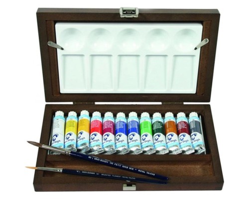 Акварельні фарби Royal Talens Van Gogh 12 кольорів 10 мл пензлі - 2шт, палітра, дерево (8712079048914)