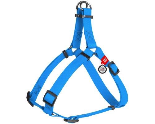 Шлея для собак WAUDOG Waterproof з QR-паспортом 30-39 см блакитна (27632)