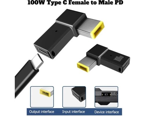 Перехідник PD 100W USB-C F to DC Male Jack square mouth Lenovo Thinkpad ST-Lab (PD100W-Lenovo)