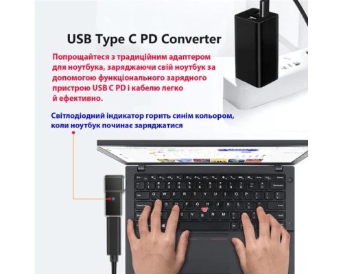 Перехідник PD 100W USB-C F to DC Male Jack square mouth Lenovo Thinkpad ST-Lab (PD100W-Lenovo)