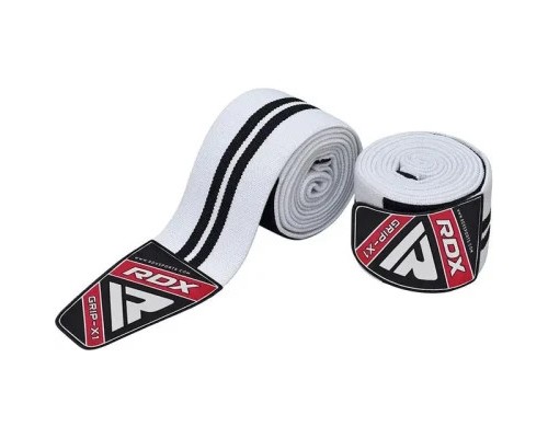 Бинт для спорту RDX на коліна K1 GYM Knee Wraps White/Black Plus (WAH-K1W+)