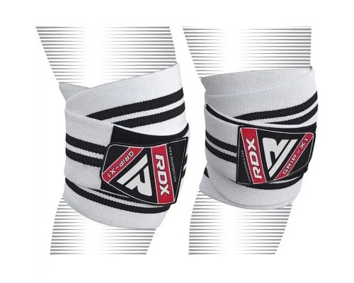 Бинт для спорту RDX на коліна K1 GYM Knee Wraps White/Black Plus (WAH-K1W+)