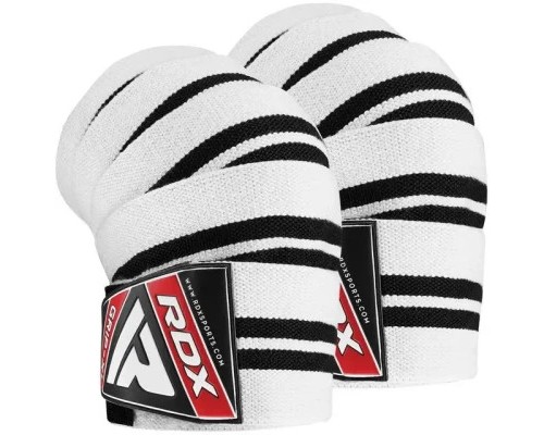 Бинт для спорту RDX на коліна K1 GYM Knee Wraps White/Black Plus (WAH-K1W+)