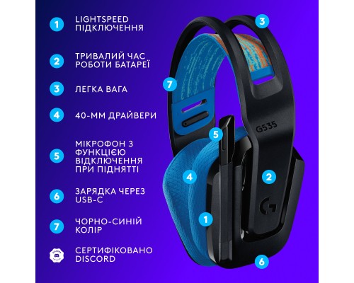 Навушники Logitech G535 Lightspeed Console Wireless Black (939-002219)