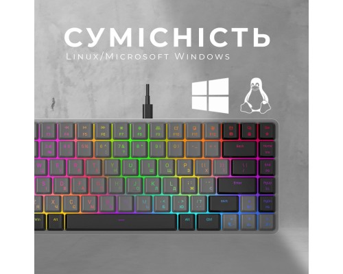 Клавіатура GamePro MK141R Red Swich Low Profile RGB USB Dark Gray (MK141R)