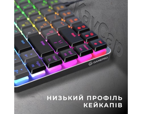 Клавіатура GamePro MK141R Red Swich Low Profile RGB USB Dark Gray (MK141R)