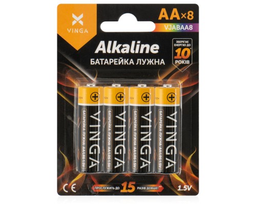 Батарейка AA LR6 Alkaline 8pcs Blister Vinga (VJABAA8) 