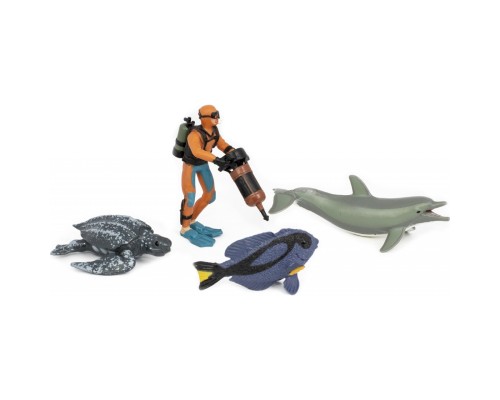 Фігурка Kids Team Морські мешканці: блакитний хіруг, морська черепаха, дельфін, аквалангіст (Q9899-P25_1)