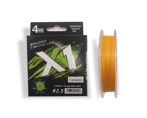 Шнур Favorite X1 PE 4x 150m 2.5/0.260mm 35lb/16.4kg Orange (1693.11.24)