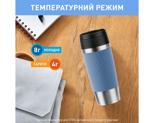 Термокружка Tefal Travel Mug Classic Twist, 360мл, нержавіюча сталь, блакитний (N2024510)