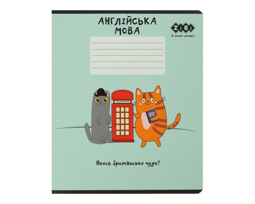 Зошит ZiBi предметний CUTE CAT, 36 аркушів, клітинка, англійська (ZB.1731-38)