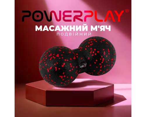 Масажний м'яч PowerPlay PP-4352 Epp foam peanut ball (d8х16cm) Чорно/Червоний (PP_4352_Red_8*16)