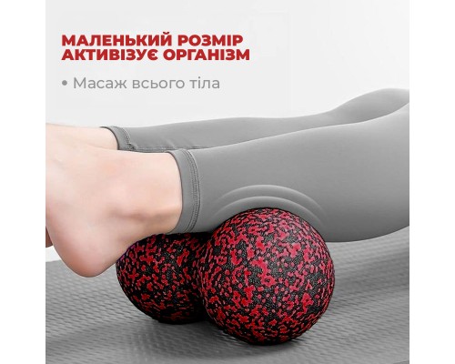 Масажний м'яч PowerPlay PP-4352 Epp foam peanut ball (d8х16cm) Чорно/Червоний (PP_4352_Red_8*16)