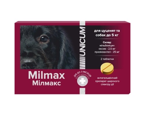Таблетки для тварин Unicum Milmax антигельмінтні для цуценят і собак до 5 кг (4820150209797)