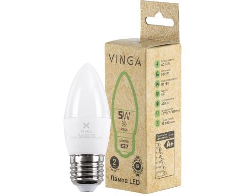 Лампочка Vinga VL-C37E27-54L