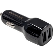 Зарядний пристрій Grand-X car 2,1A, 12-24V, Black 2USB 5V/2.1A (CH-26)