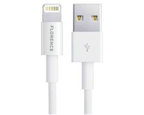 Зарядний пристрій Florence 2USB 2A + Lightning cable white (FL-1021-WL)