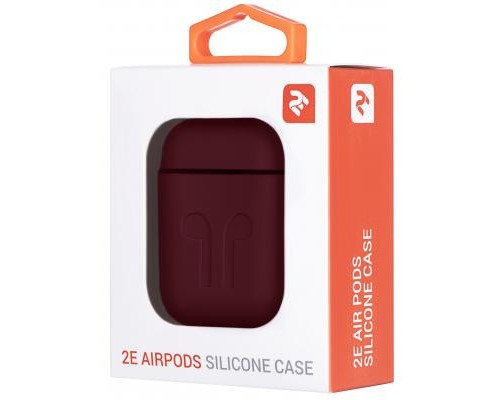 Чохол для навушників 2E для Apple AirPods Pure Color Silicone Imprint 1.5 мм Marsala (2E-AIR-PODS-IBSI-1.5-M)