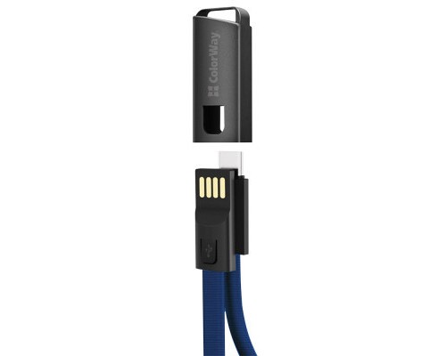 Дата кабель USB 2.0 AM to Type-C 0.22m blue ColorWay (CW-CBUC023-BL)