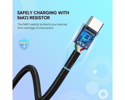 Дата кабель USB 2.0 AM to Type-C 2.0m US288 Aluminum Braid Black Ugreen (60128)