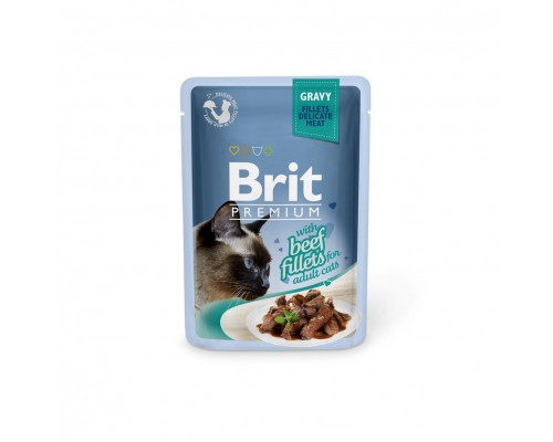 Вологий корм для кішок Brit Premium Cat 85 г (філе яловичини в соусі) (8595602518555) Вологий корм для кішок Brit Premium Cat 85 г (філе яловичини в соусі) (8595602518555)