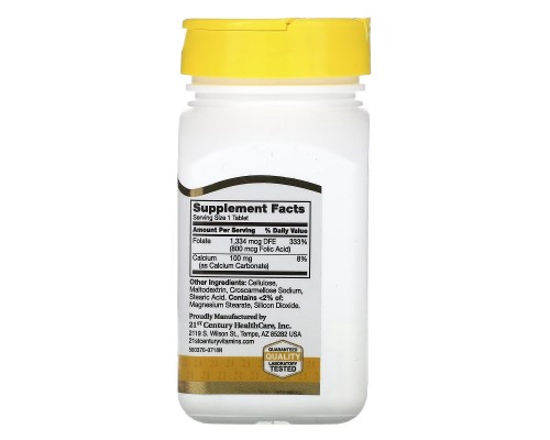 Вітамін 21st Century Фолієва кислота, 800 мкг, Folic Acid, 180 таблеток (CEN-22563) Вітамін 21st Century Фолієва кислота, 800 мкг, Folic Acid, 180 таблеток (CEN-22563)
