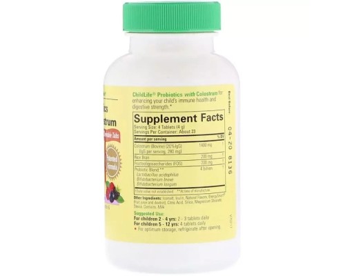 Пробіотики ChildLife Пробіотики для Дітей з Молозивом, Смак ягід, Probiotics with Co (CDL-11100)