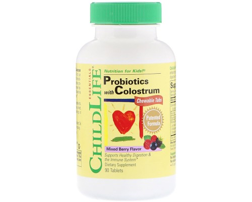 Пробіотики ChildLife Пробіотики для Дітей з Молозивом, Смак ягід, Probiotics with Co (CDL-11100)