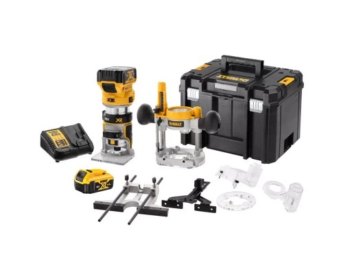Фрезер DeWALT 18В XR Li-lon, безщітковий, 16000-25500 об/хв, цанга 6-8мм, 2x5Ah, TSTAK (DCW604P2)