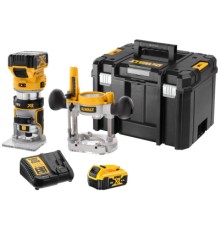 Фрезер DeWALT 18В XR Li-lon, безщітковий, 16000-25500 об/хв, цанга 6-8мм, 2x5Ah, TSTAK (DCW604P2)