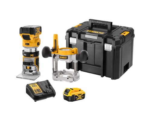 Фрезер DeWALT 18В XR Li-lon, безщітковий, 16000-25500 об/хв, цанга 6-8мм, 2x5Ah, TSTAK (DCW604P2)